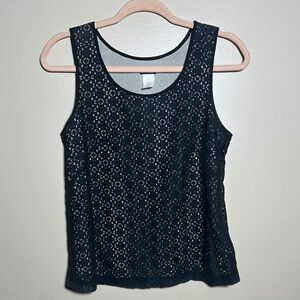 J Crew Black Eyelet Lace Sleeveless Top‎ | 0